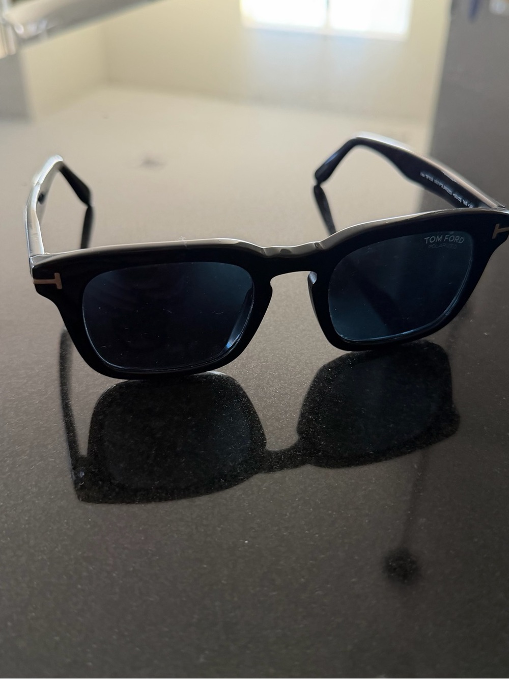 Tom Ford Black Sunglasses with Dark Blue Lenses